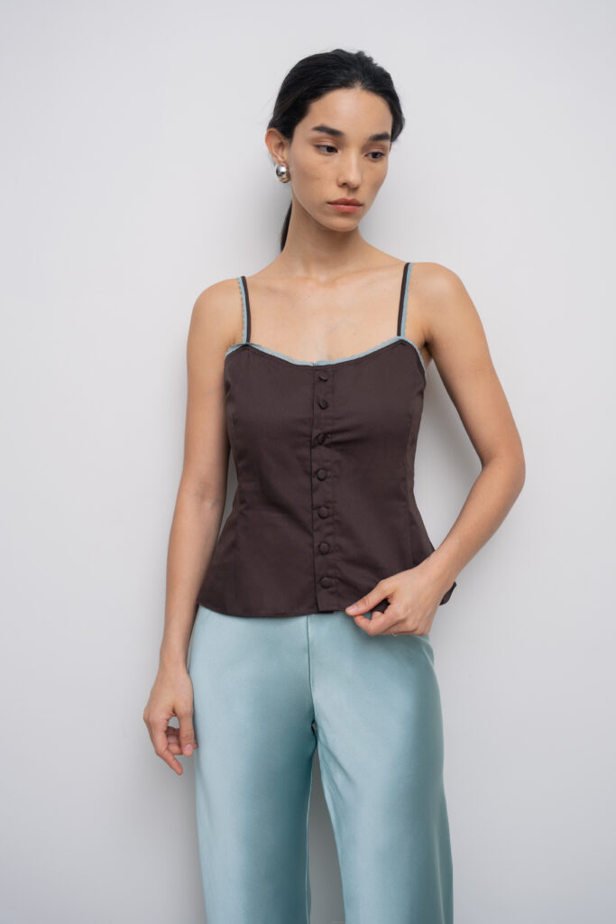 Sora Lace Tank in Wood