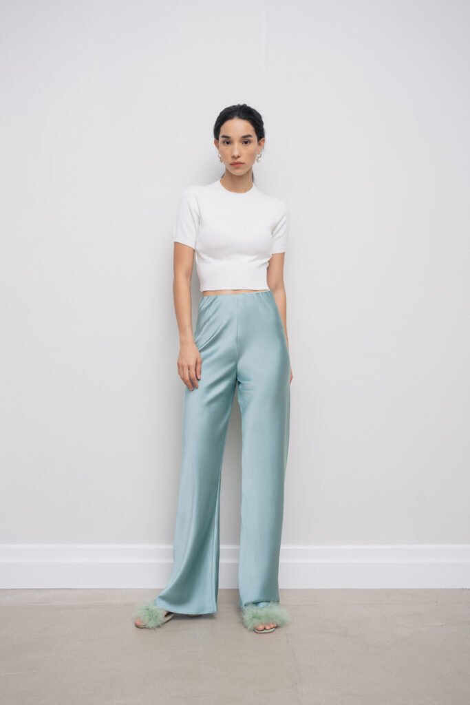 Daisy Satin Pants in Lagoon