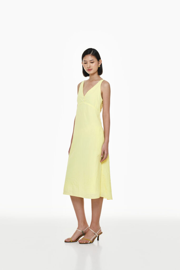 Siena Creased Effect Dress in Baby Sun