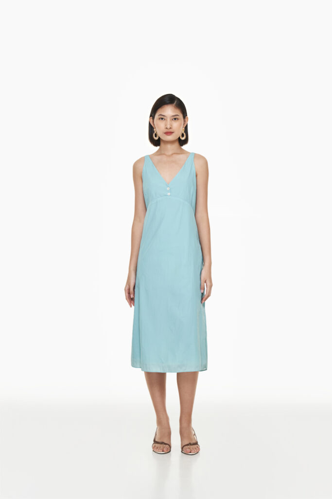 Siena Creased Effect Dress in Sky Blue