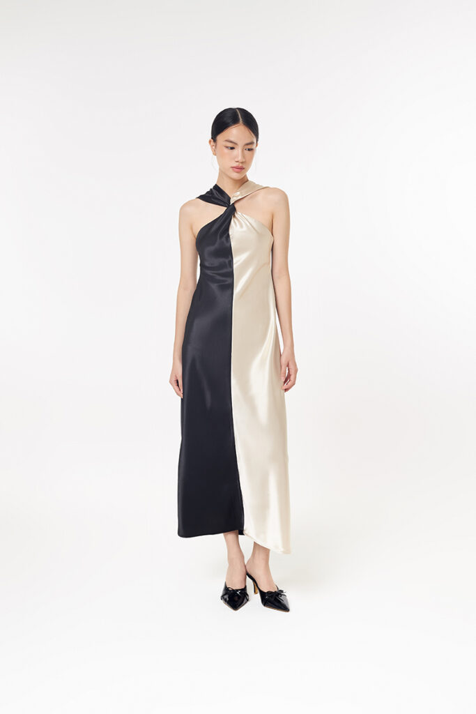 Gala Satin Dress in Black