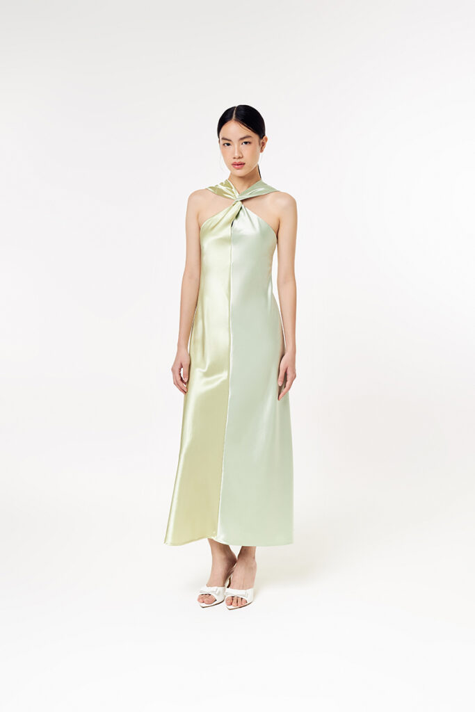 Gala Satin Dress in Green