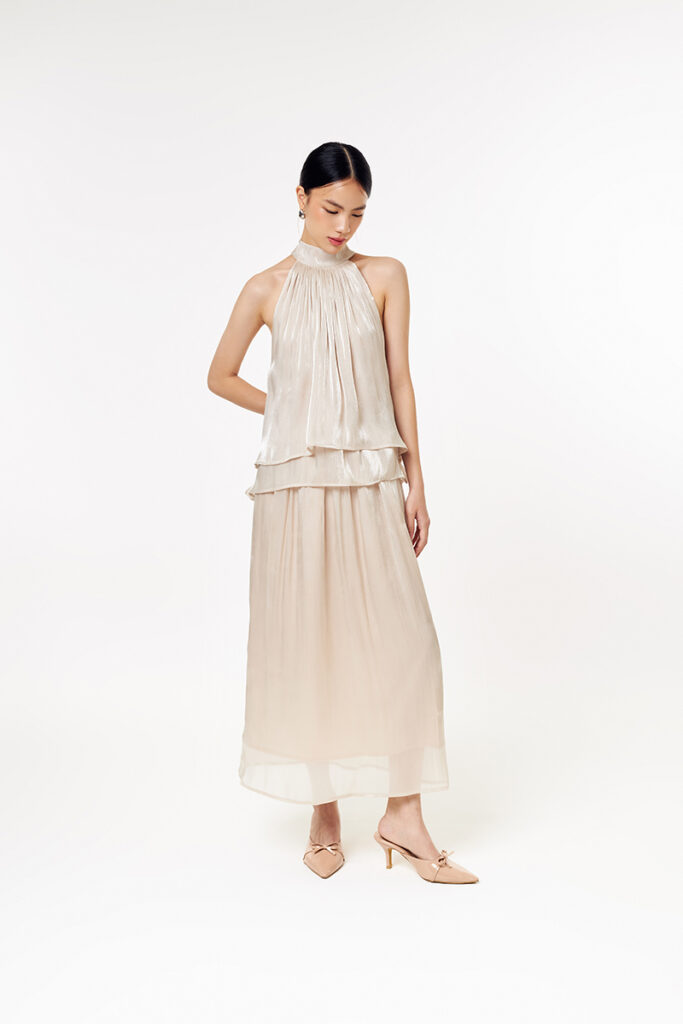 Giselle Shimmer Skirt in Champagne