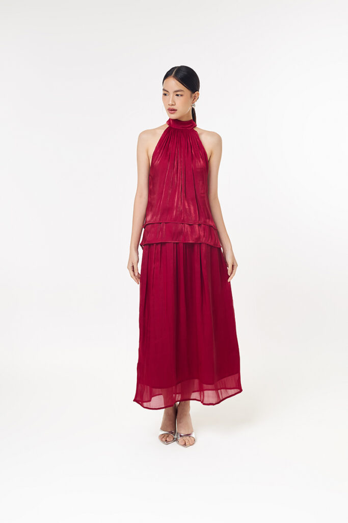 Giselle Shimmer Skirt in Cherry