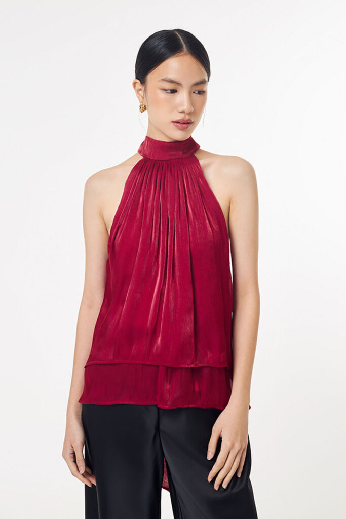 Isabelle Shimmer Top in Cherry